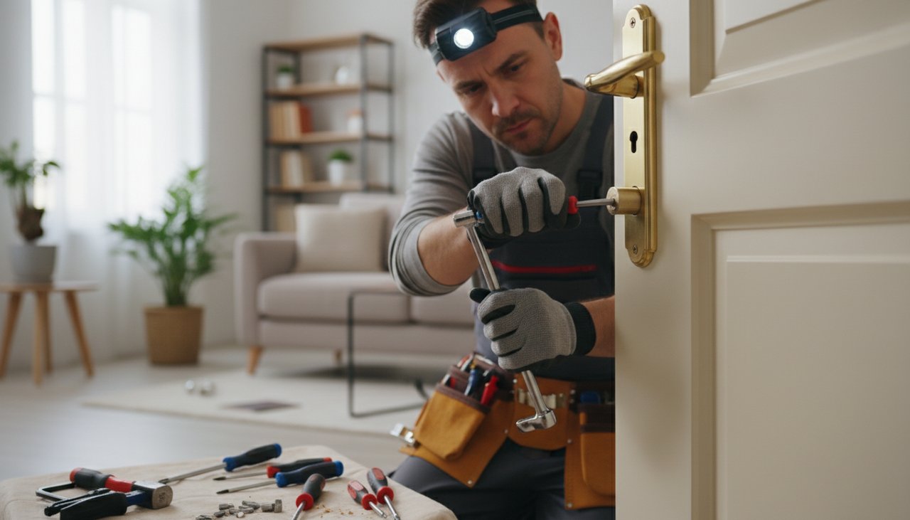 Installation d'un cylindre de serrure