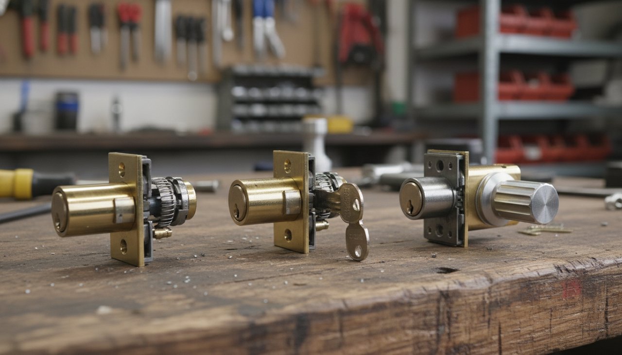 Trois types de cylindres de serrure : simple, double et à bouton tournant intérieur