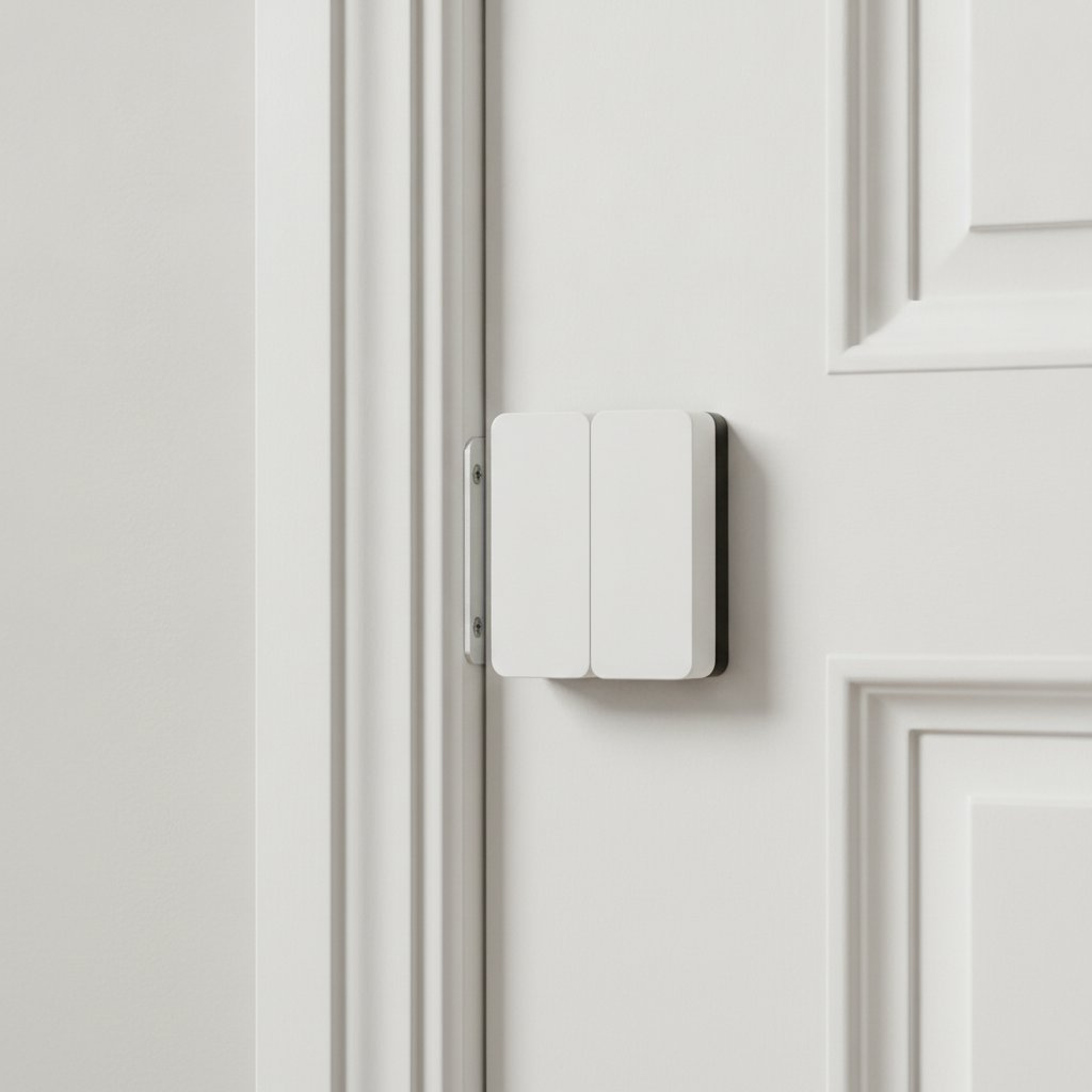 Contacteur magnétique sur porte d'entrée, composant alarme maison sans abonnement