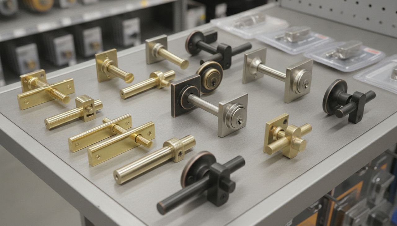 Différents types de verrous de porte exposés
