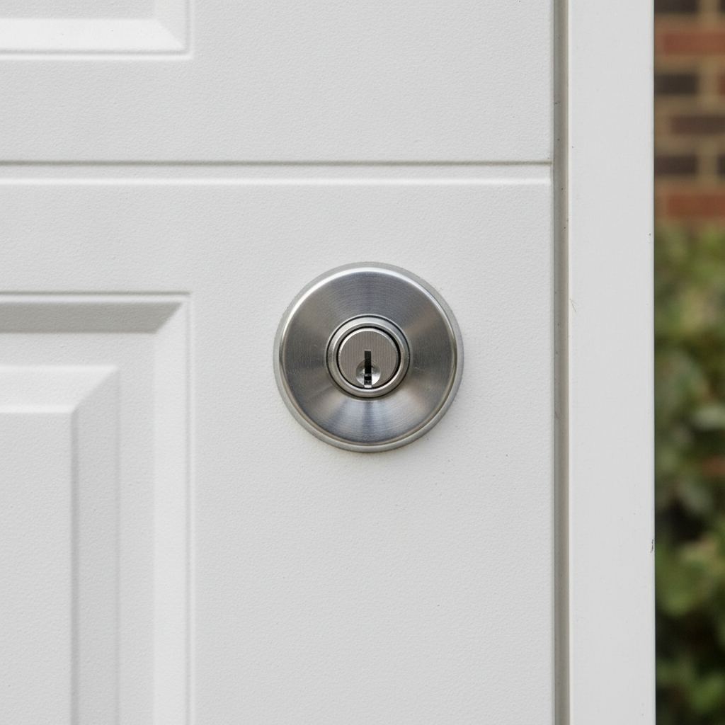 Verrou à cylindre installé sur une porte de garage basculante