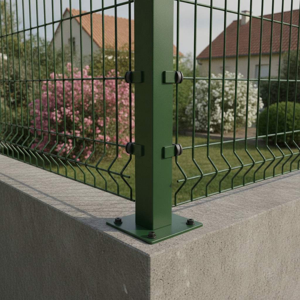 Poteau a platine fixe sur muret pour cloture rigide leroy merlin