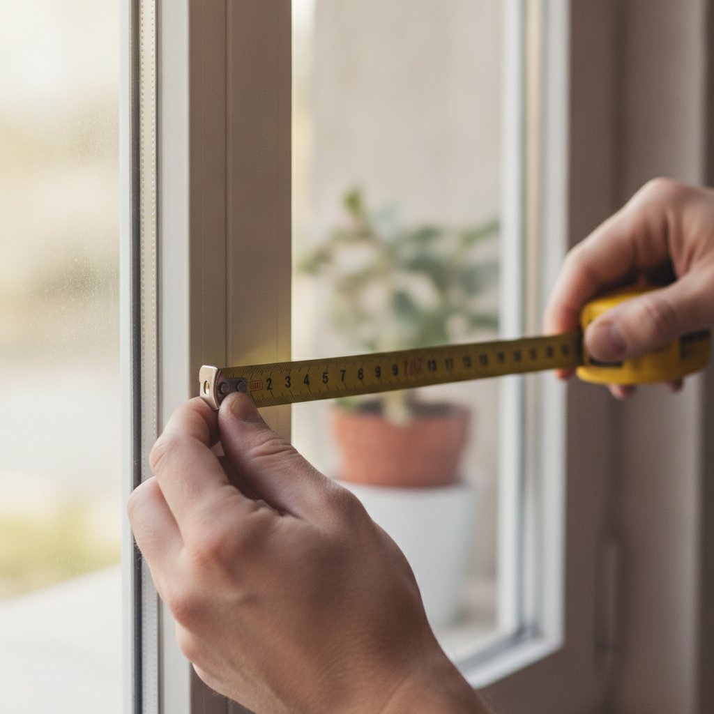 Mesure de la longueur d'une manivelle de volet roulant avec un mètre ruban